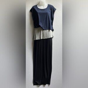 Stacy Chang Anthropologie Askew T shirt jersey layered Maxi Dress Sz XS